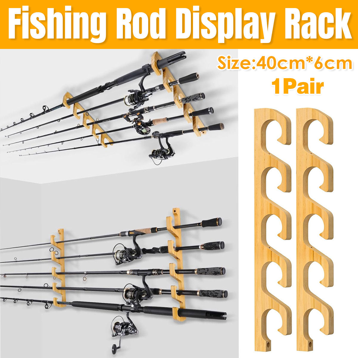Bamboo Fishing Rod Rack – Wall & Ceiling Mounted Holder