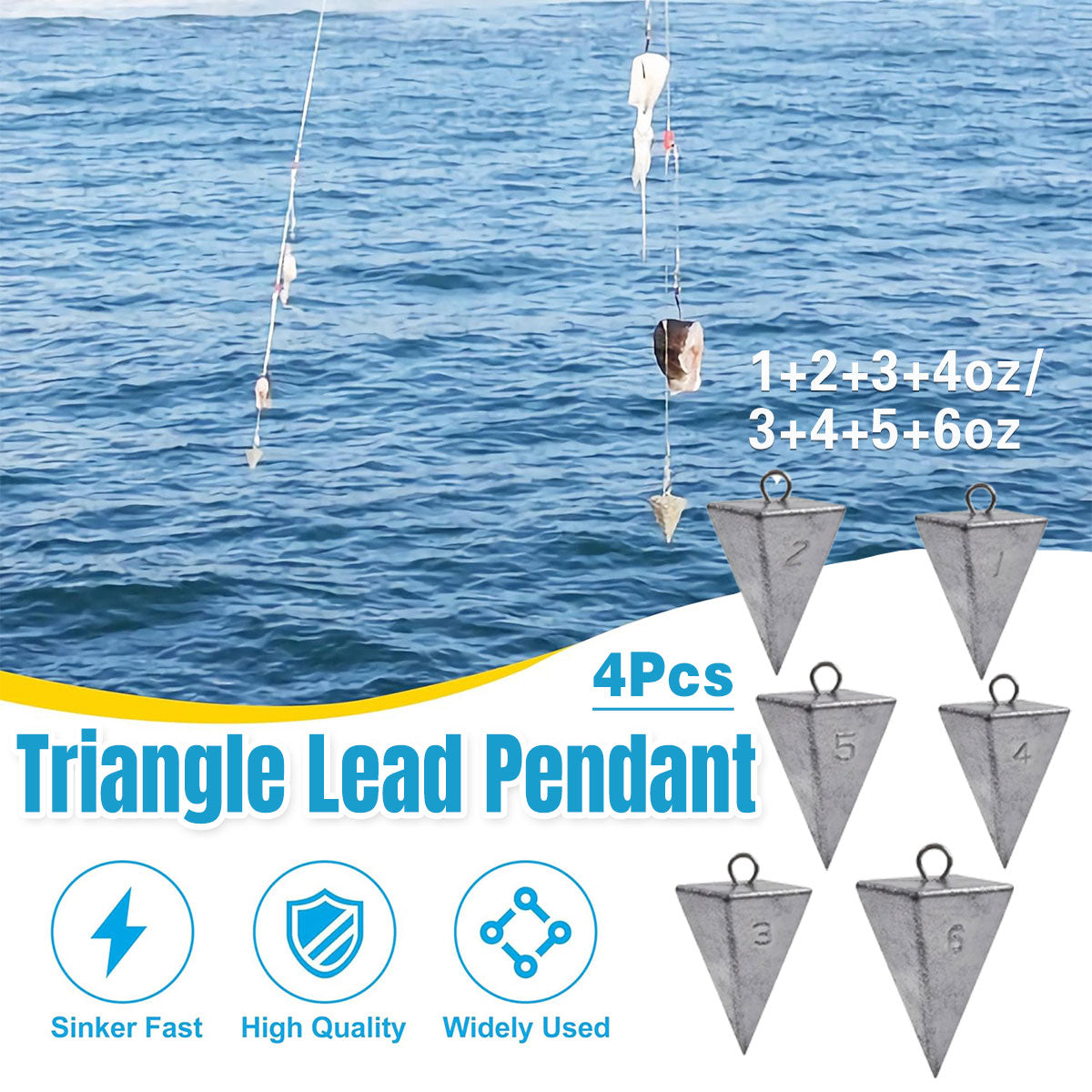 Four-Sided Triangular Lead Sinker Pyramid Fishing Weights