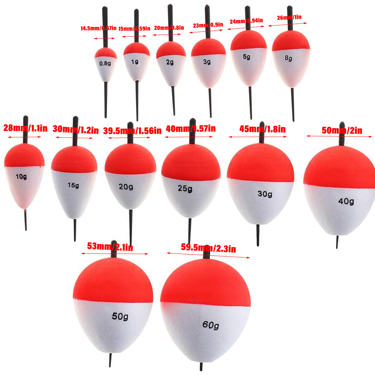 Fishing Floats Set 14PCS Lightweight EVA Bite Indicators