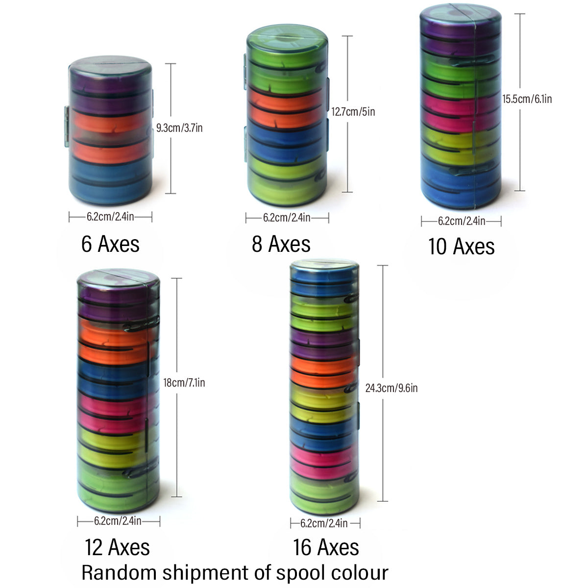 Fishing Tackle Box Line Organizer with Multiple Axes