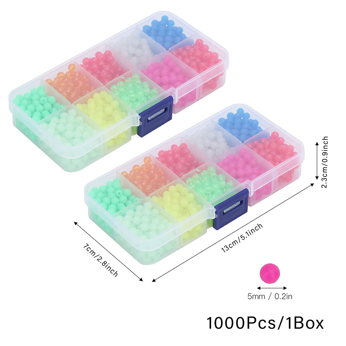 Glow In The Dark Luminous Fishing Beads 5mm With Storage Box