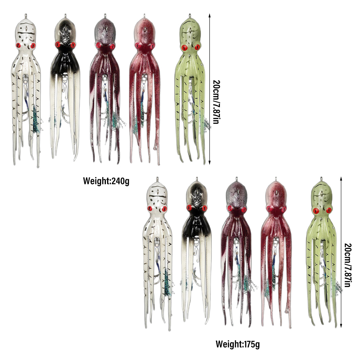 Simulated Octopus Fishing Bait Soft Lure with Lead Head