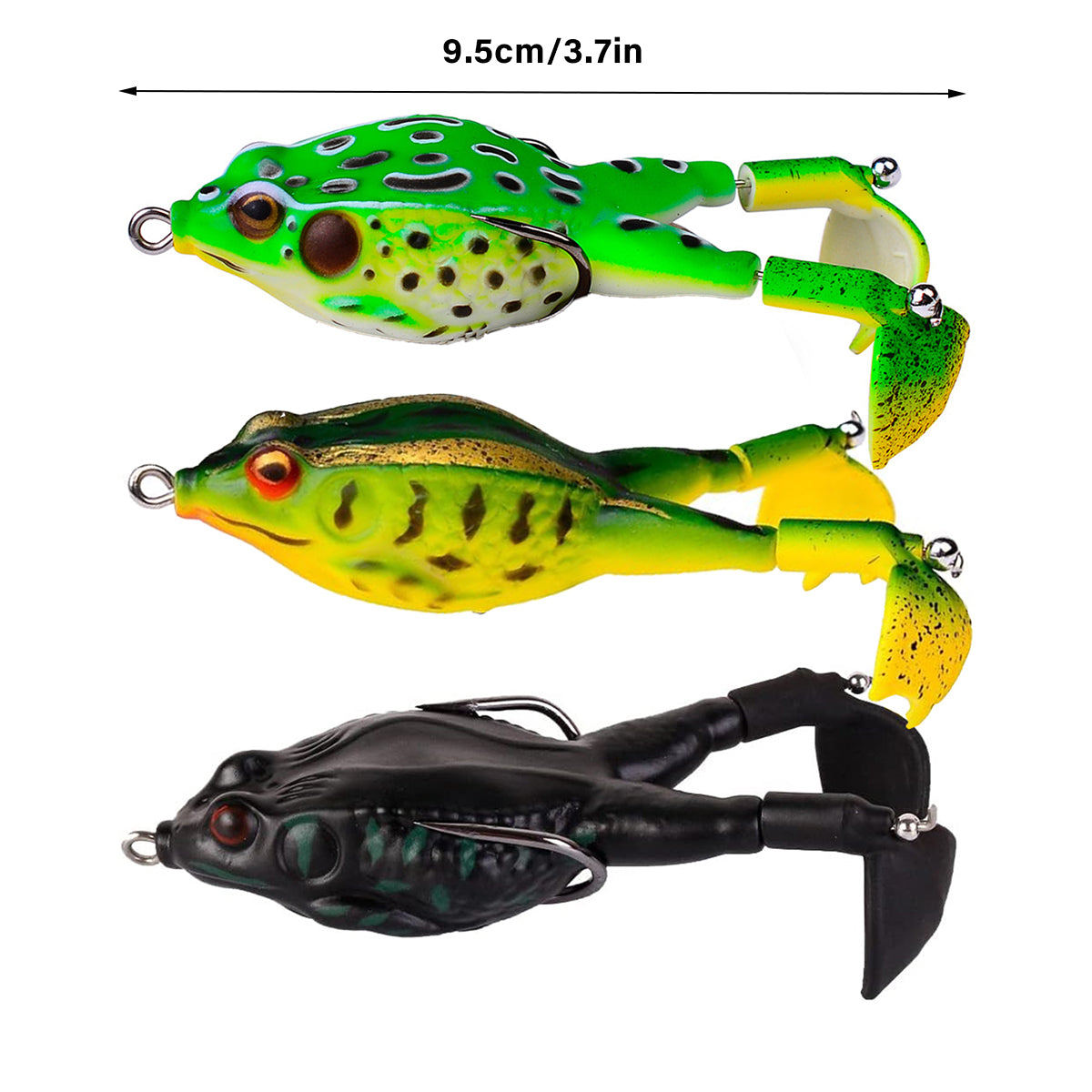 3PCS Bionic Frog Fishing Lures with Double Hooks for Freshwater
