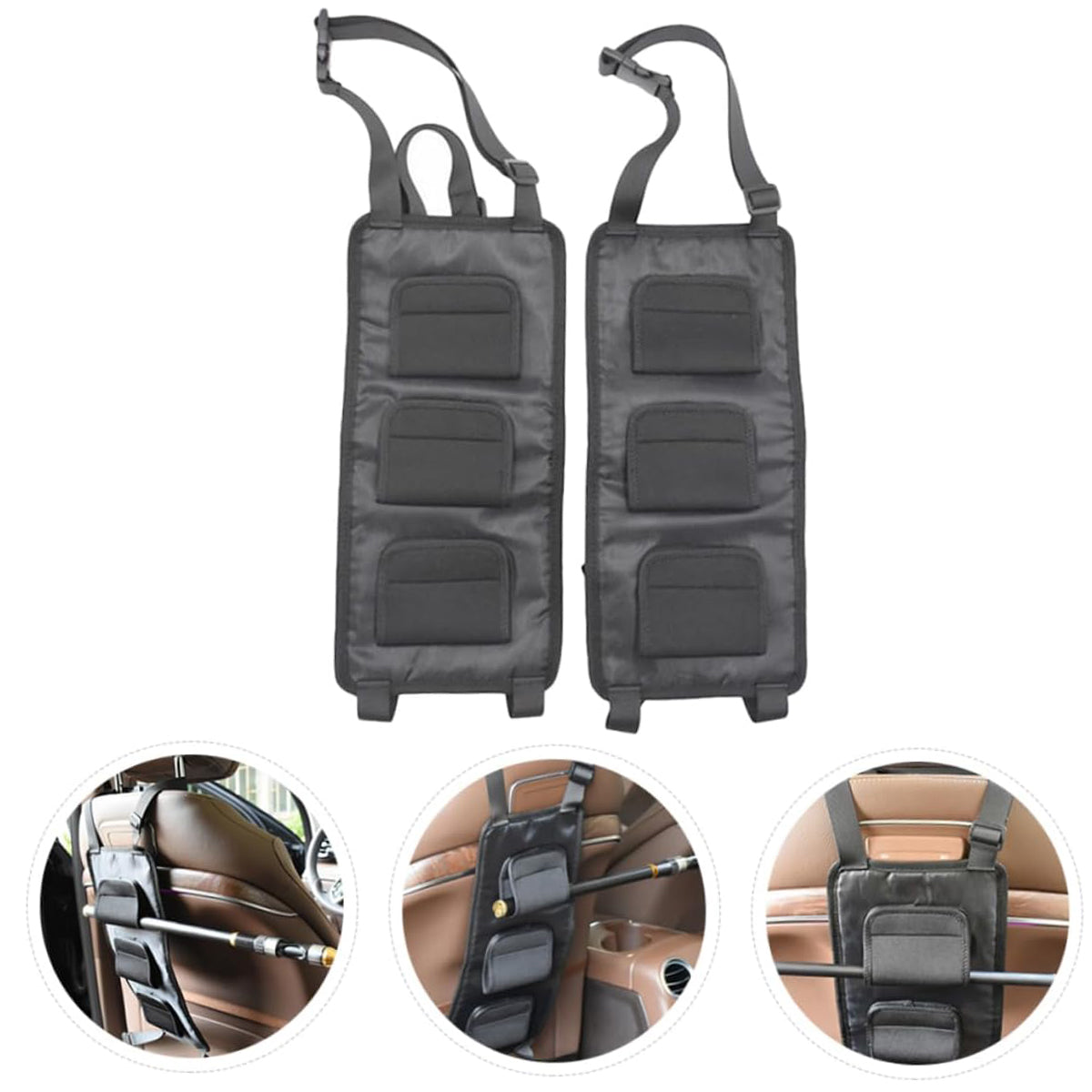 Car Mounted Fishing Rod Holder Rack 2 Pack Adjustable Backseat Storage Straps