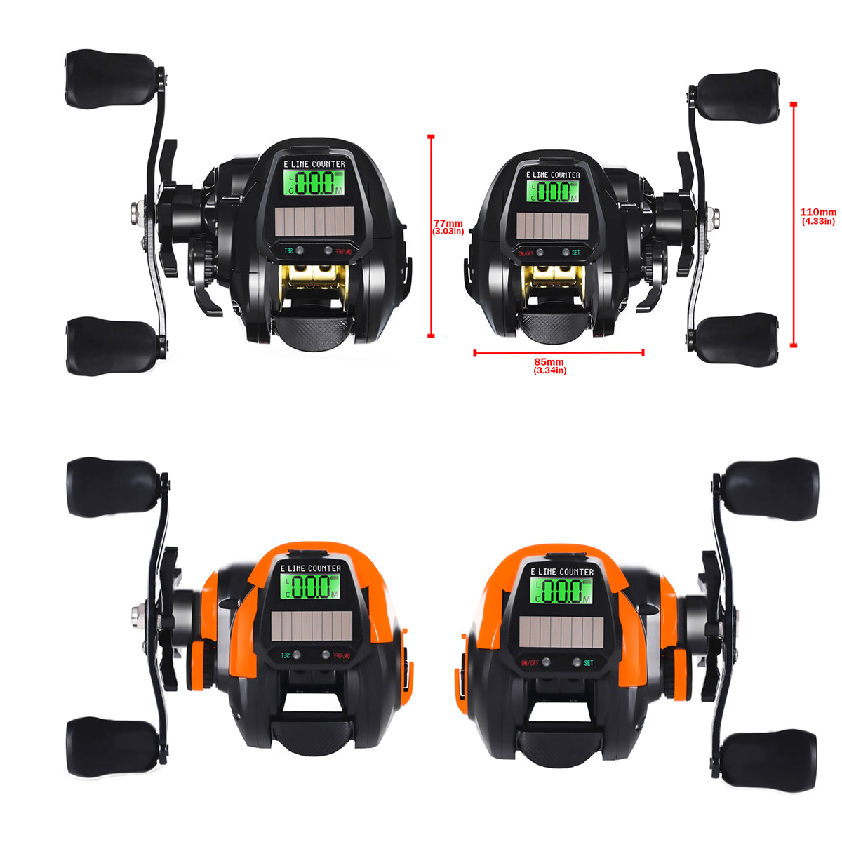 Digital Fishing Reel Solar LCD Display High-Speed 7.2:1 Baitcasting Reel