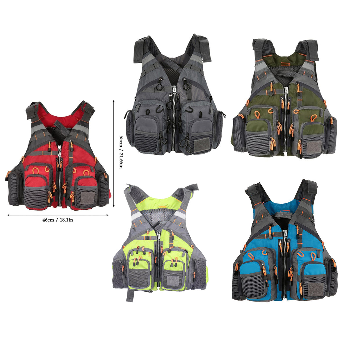 Multi-Pocket Fishing Vest Breathable Mesh Adjustable Outdoor Gear