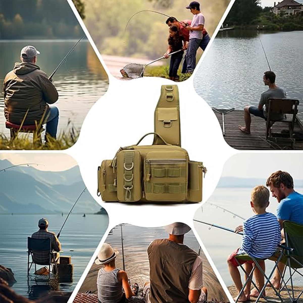 Tactical Fishing Backpack with MOLLE System and Multi-Carry Options