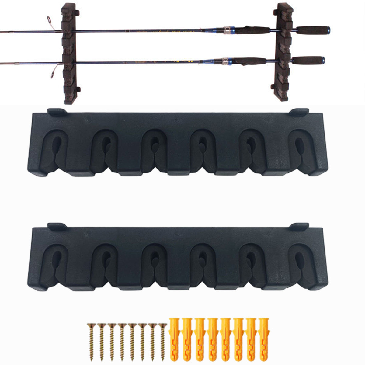Wall Mounted Fishing Rod Rack Plastic Rod Holder With Foam Slots