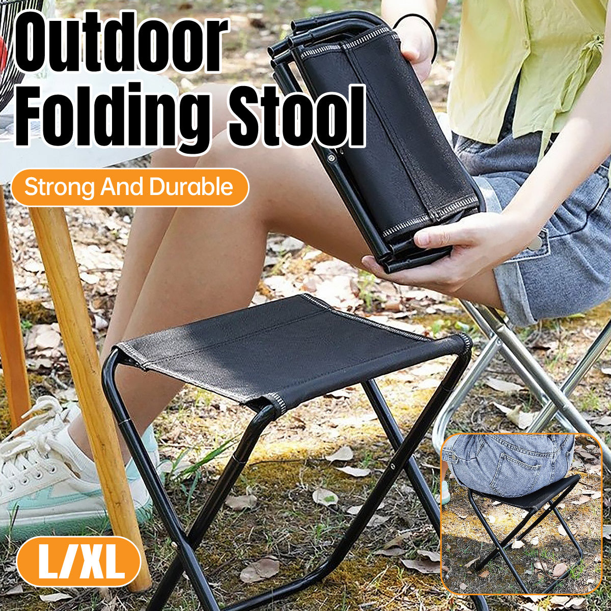Portable Folding Stool for Camping & Fishing Lightweight Outdoor Seat