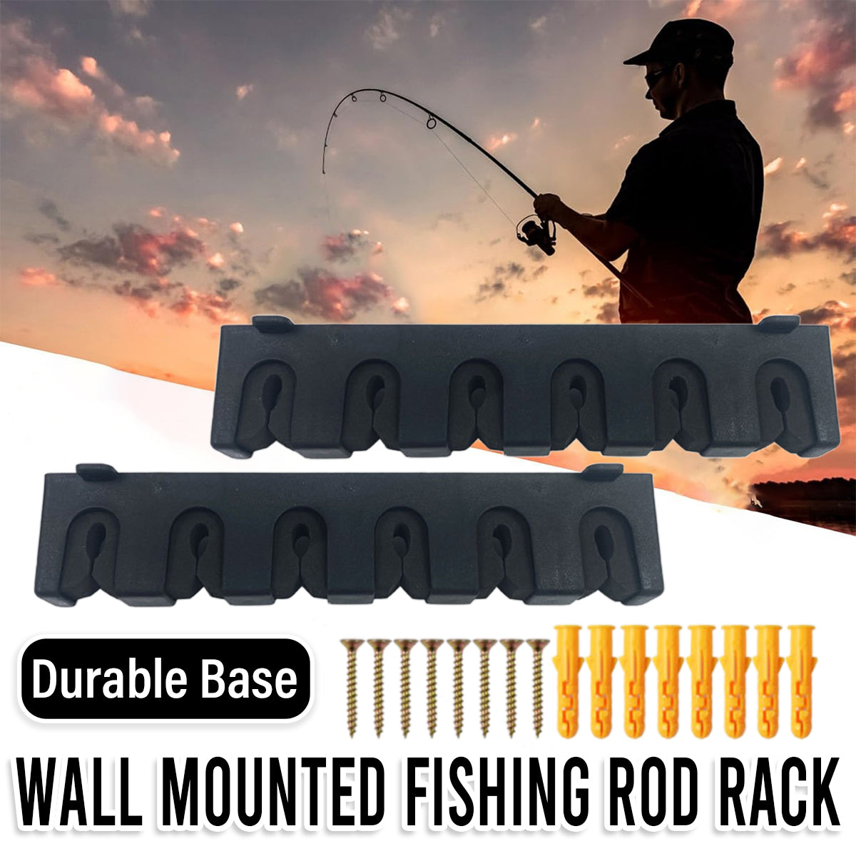Wall Mounted Fishing Rod Rack Plastic Rod Holder With Foam Slots