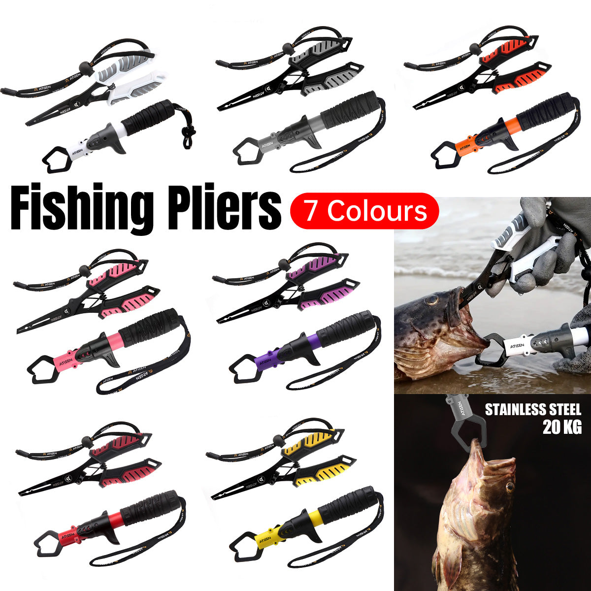 Stainless Steel Fishing Pliers and Fish Gripper Set Anti-Rust Tools