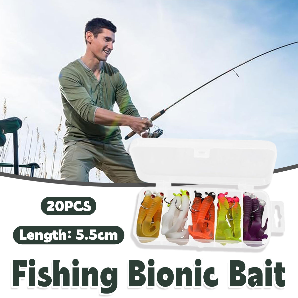 20pcs Bionic Soft Fishing Bait Set With Lead Hooks Freshwater Saltwater