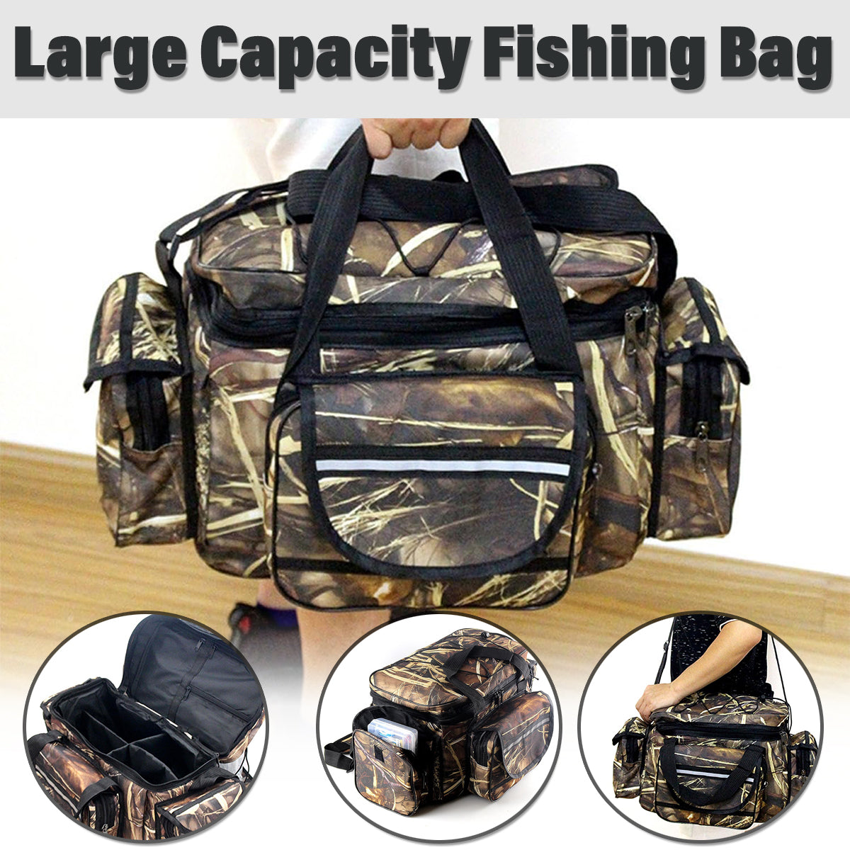 Large Capacity Fishing Tackle Bag Multi Functional Single Shoulder Gear Storage