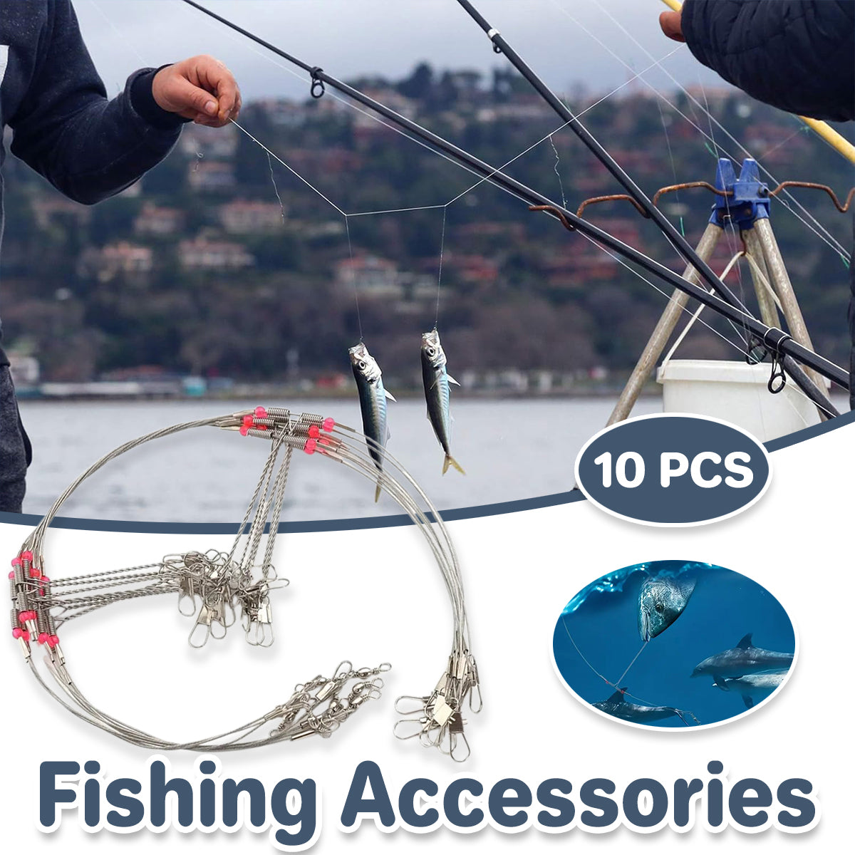 Stainless Steel Fishing Leader Rigs Anti-Winding Wire with Snaps