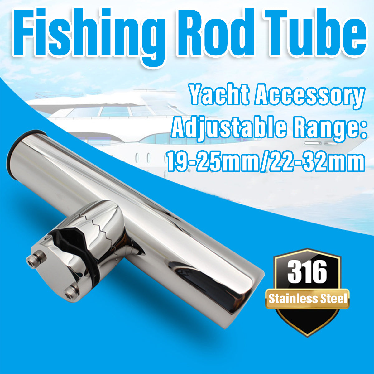 Stainless Steel Fishing Rod Holder 360° Adjustable Clamp-On Boat Mount