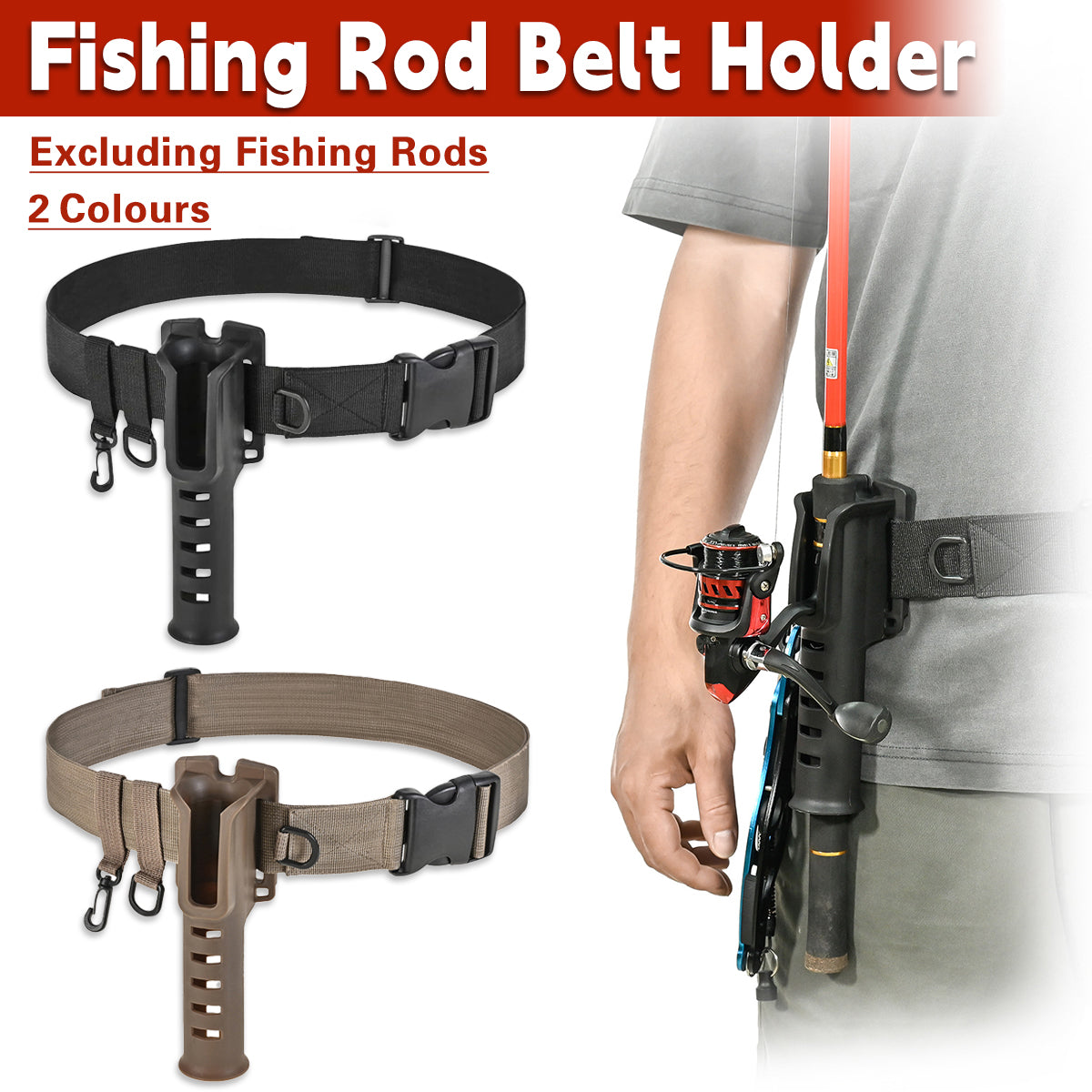 Fishing Wading Belt Rod Holder Adjustable Wader Fishing Waist Belt Fly Fishing