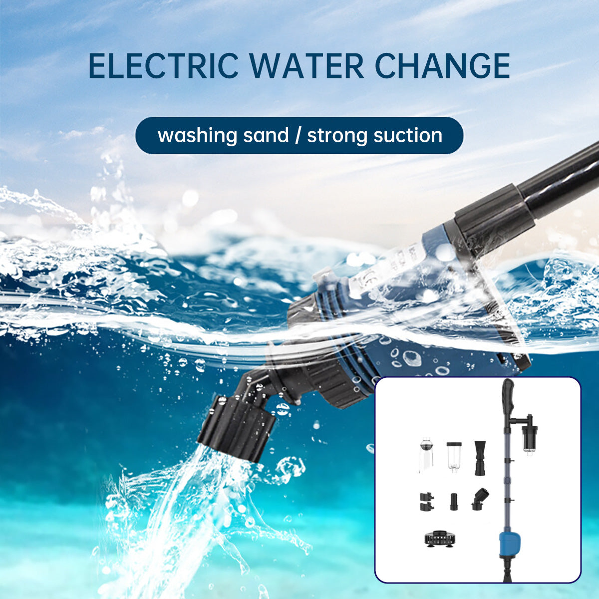 6-in-1 Aquarium Gravel Cleaner Water Changer Suction Pump 32W