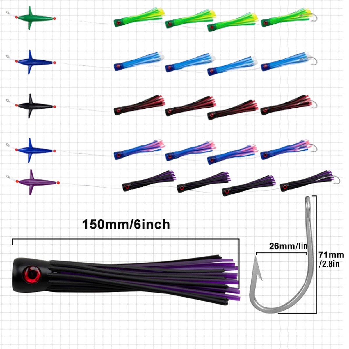 Sea Bait Propeller Lure – 3D Eyes UV Glow Deep Sea Fishing