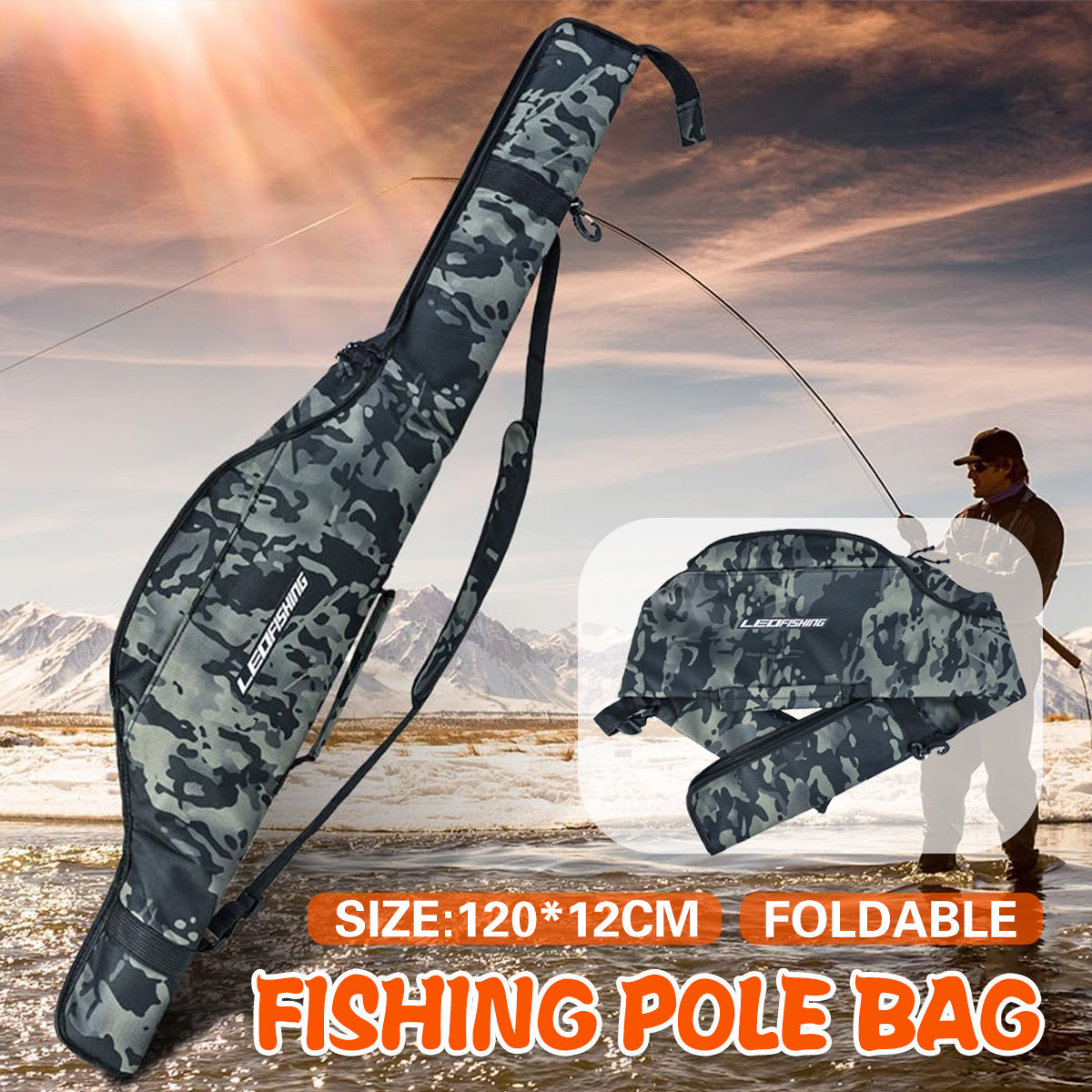 Portable Foldable Fishing Rod Bag Tackle Storage Bag Water Resistant Lightweight
