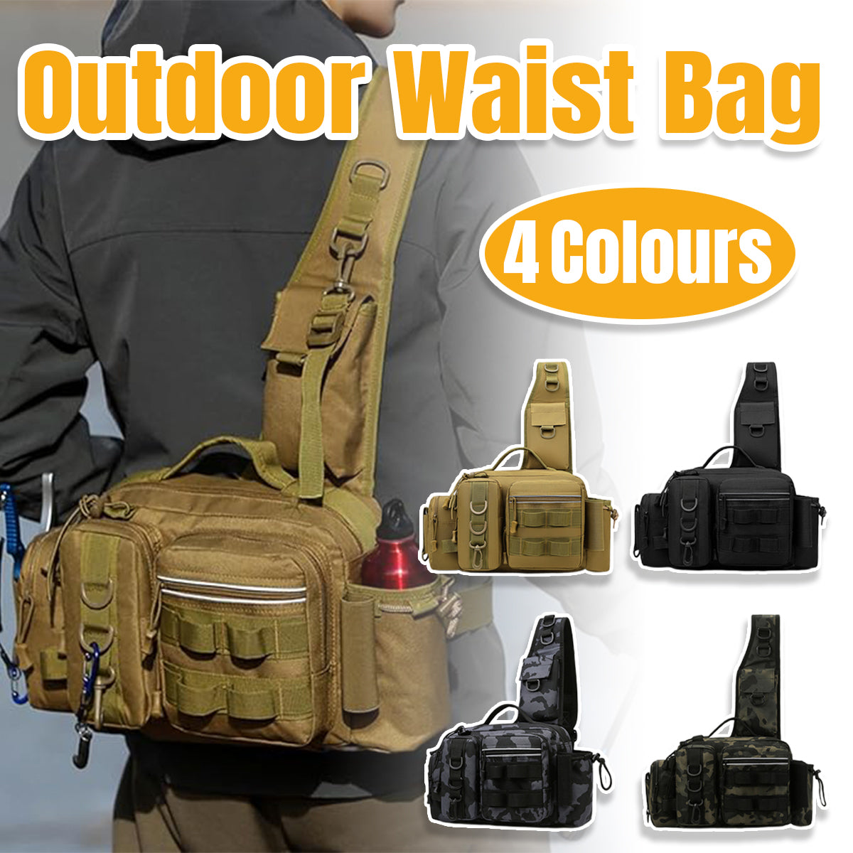 Tactical Fishing Backpack with MOLLE System and Multi-Carry Options