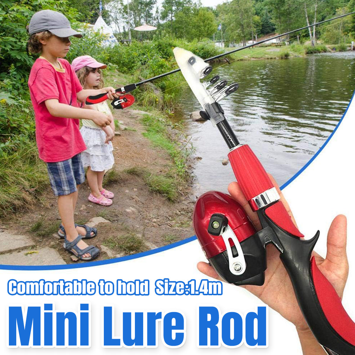 Mini Retractable Fishing Rod for Kids with EVA Grip and Compact Design