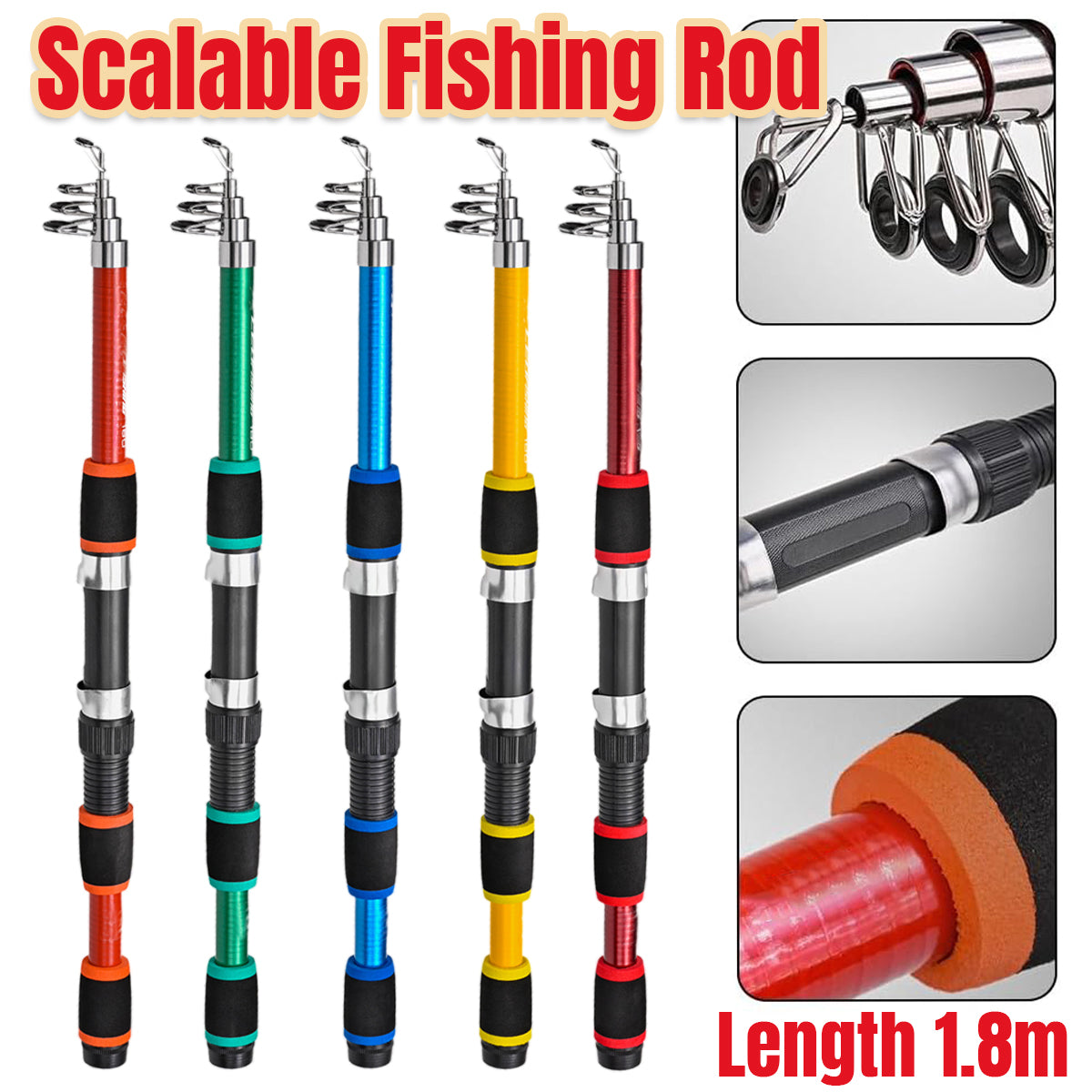 Telescopic Fishing Rod Durable Glass Steel Lightweight Portable Pole