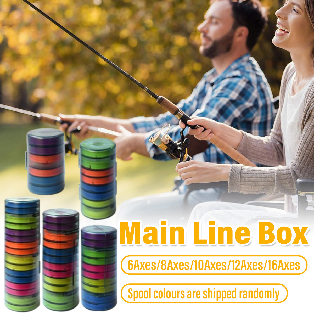 Fishing Tackle Box Line Organizer with Multiple Axes