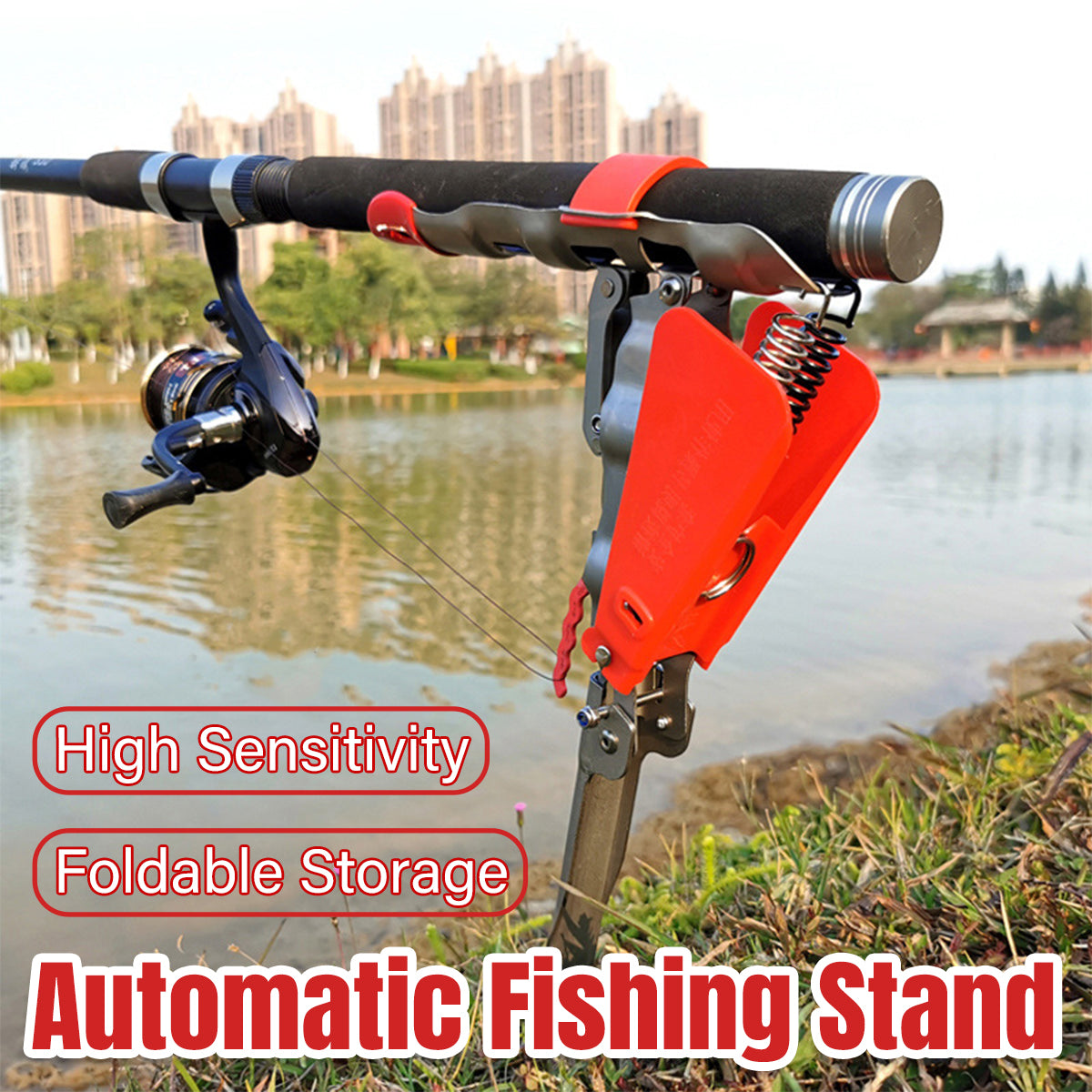 Automatic Fishing Rod Holder Stainless Steel Spring Loaded Ground Stand