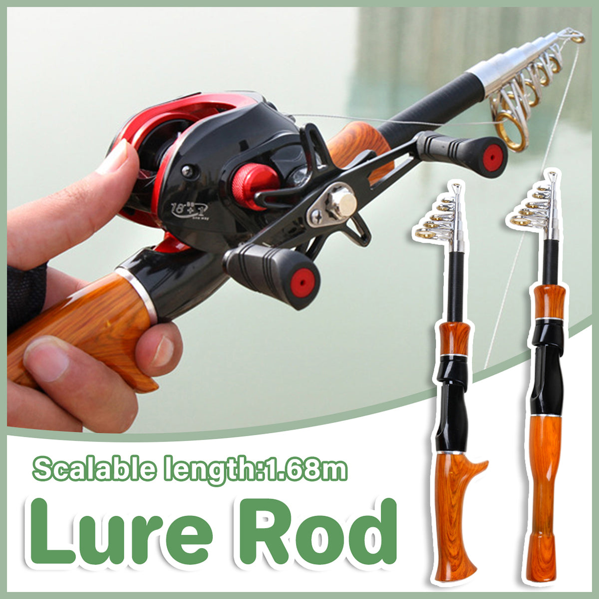 Telescopic Imitation Wood Fishing Rod Ultra Lightweight Portable Fishing Pole