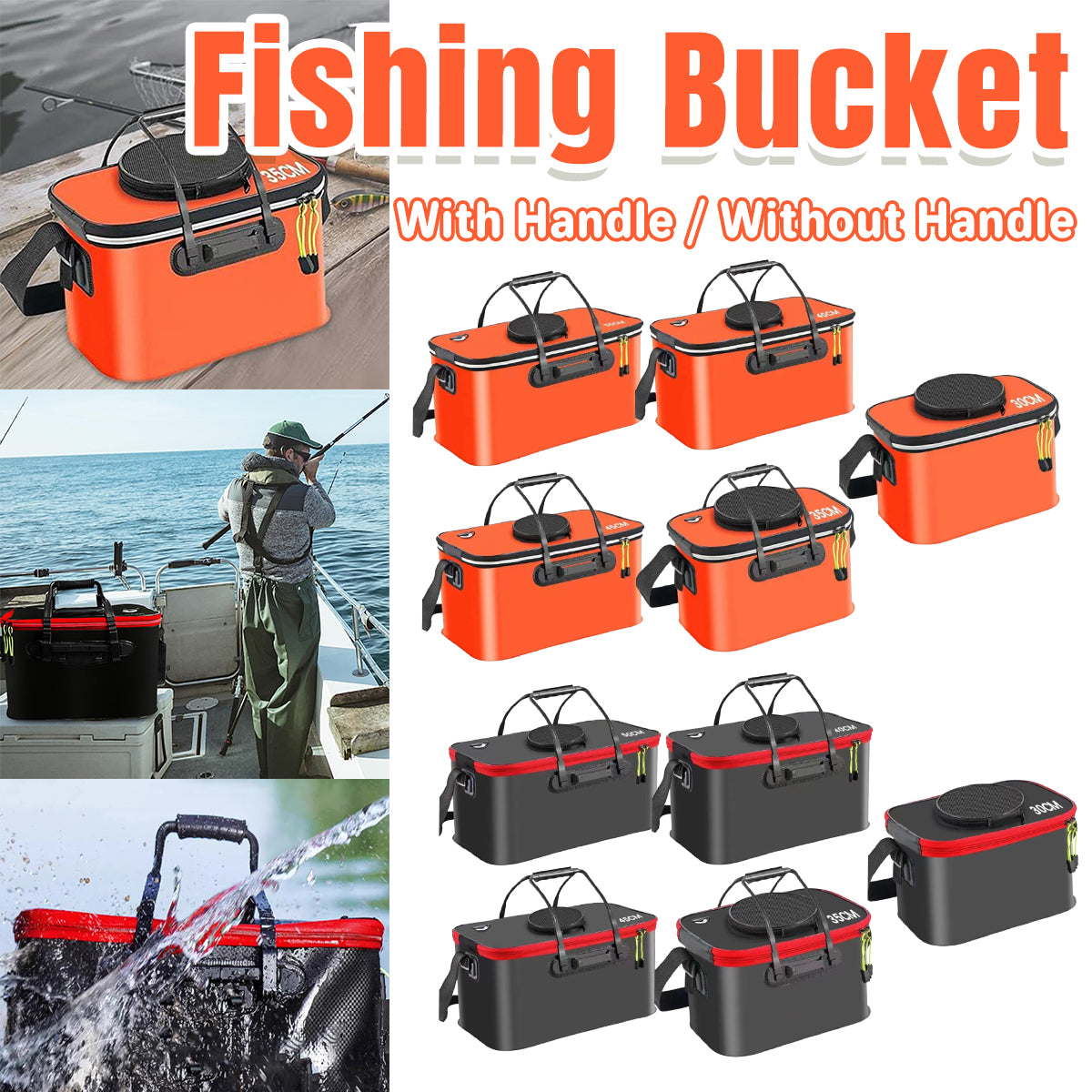 Folding EVA Fishing Bucket Waterproof Portable Live Fish Container