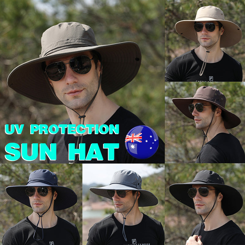 Outdoor Sun Hat with Wide Brim UV Protection and Mesh Ventilation