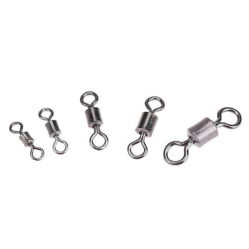 250PCS Ball Bearing Fishing Swivels with Solid Ring & Case for Tackle Box