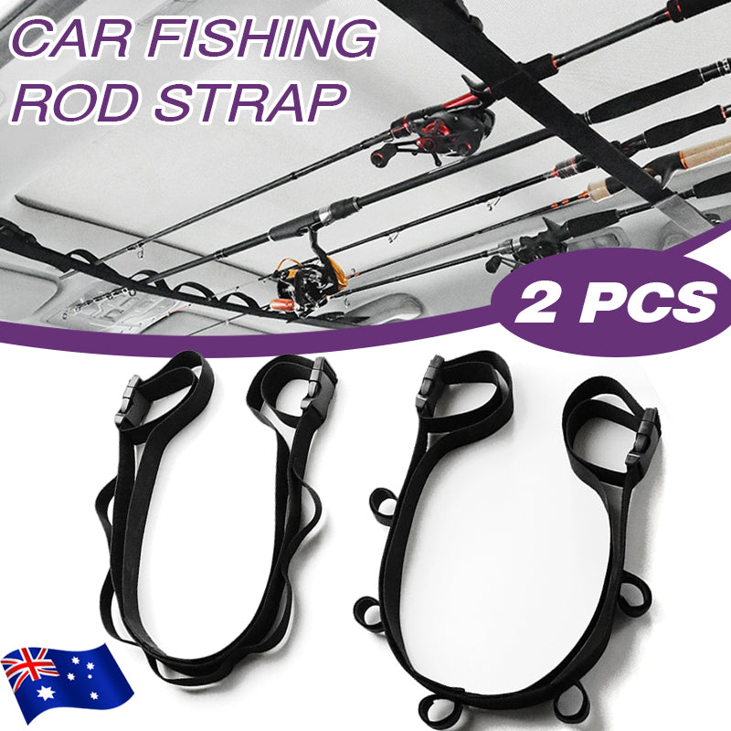 2pcs Fishing Rod Rack Strap for Car Adjustable Vehicle Rod Holder