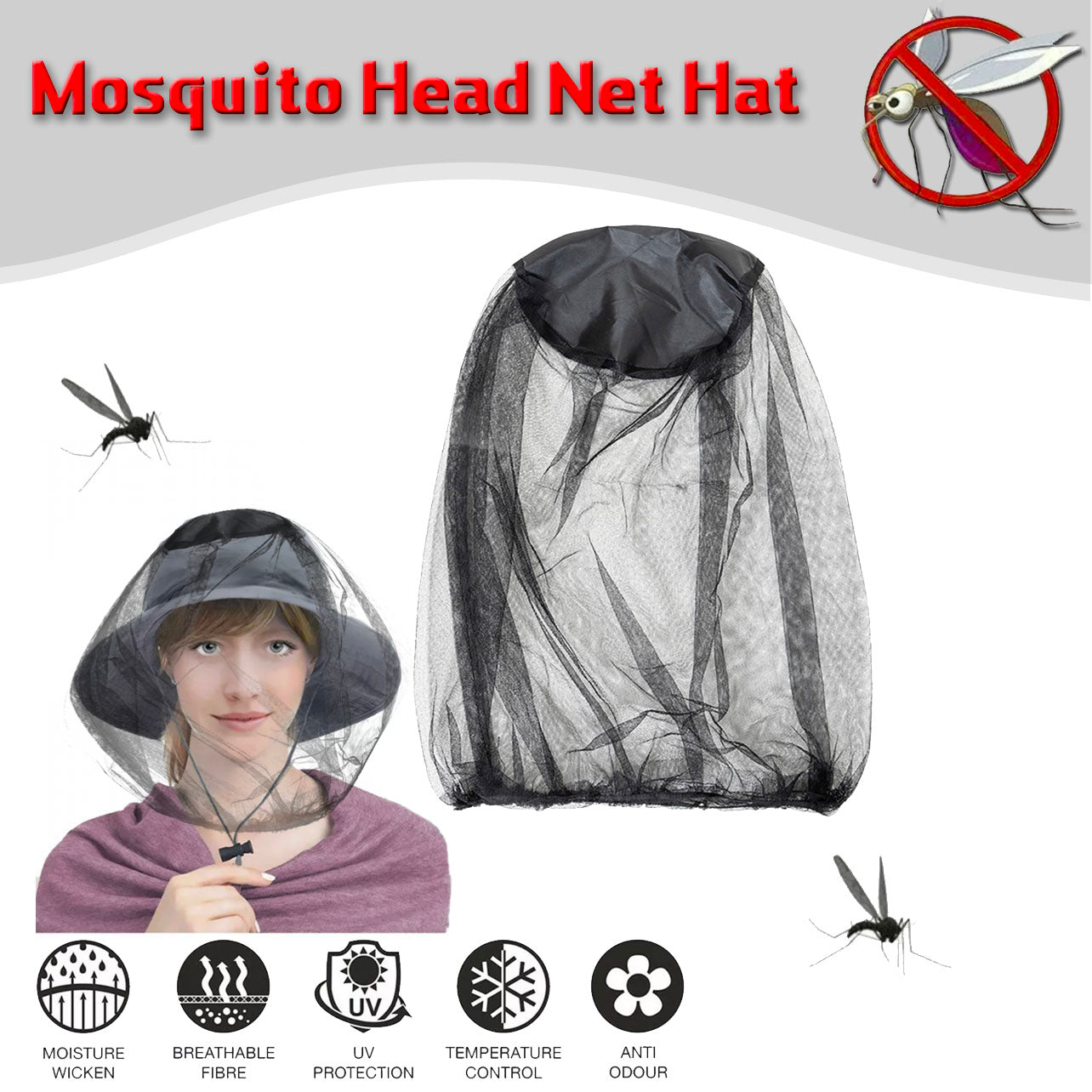 Mosquito Head Net Insect Protection For Camping And Fishing