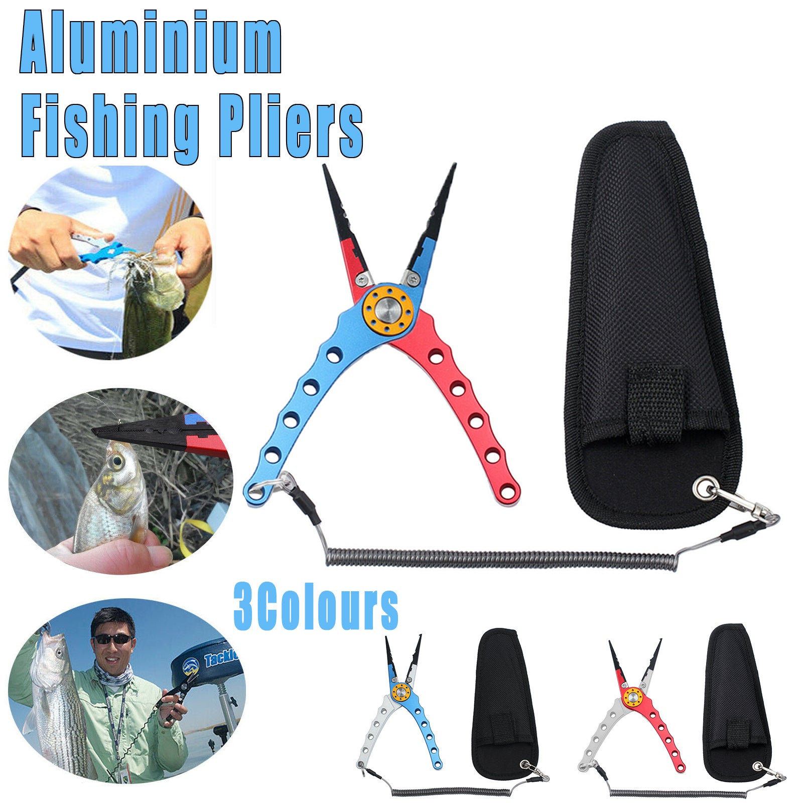 Aluminium Fishing Pliers with Cutter Split Ring Crimper & Case
