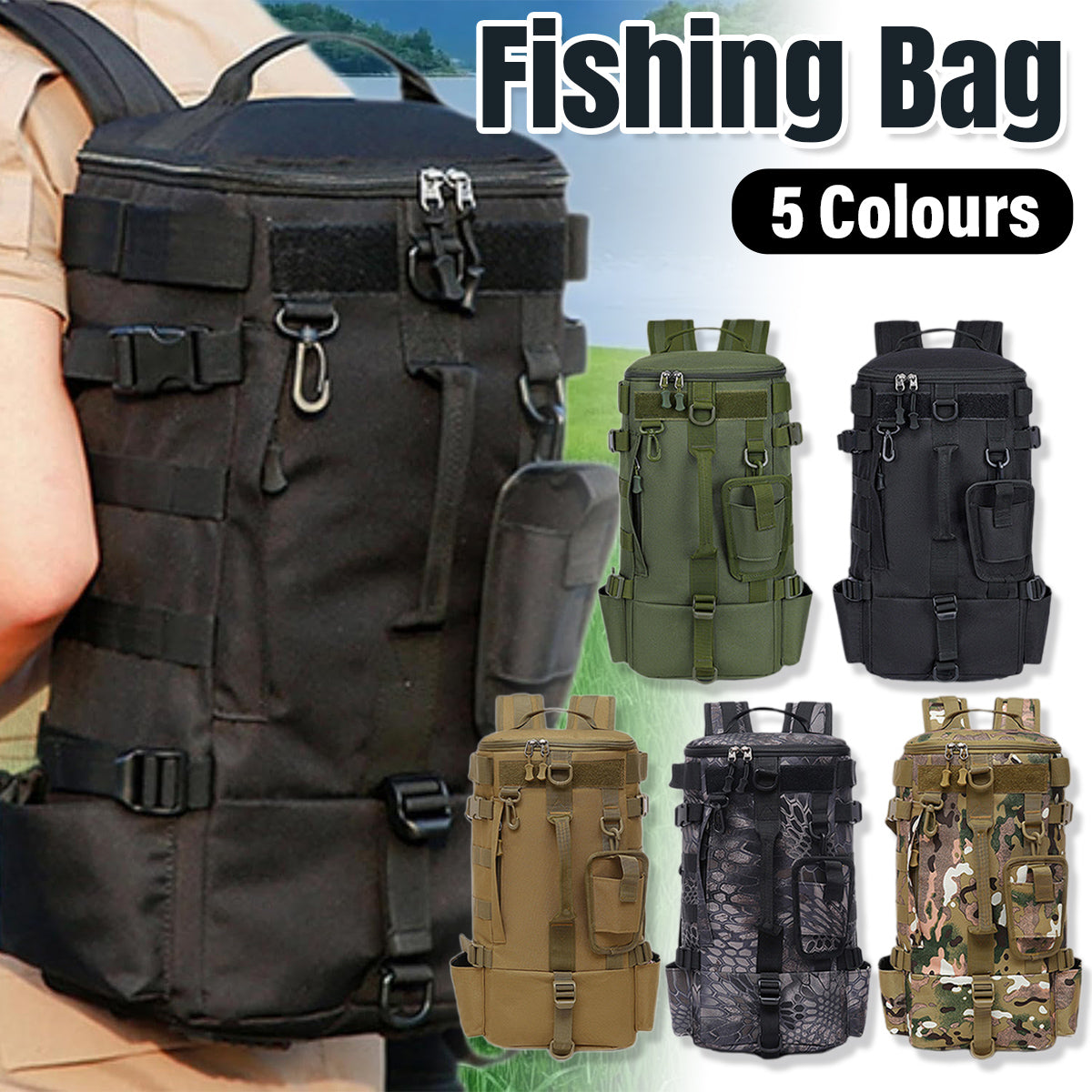 Multifunctional Waterproof Fishing Bag Large Capacity Oxford Tackle Storage