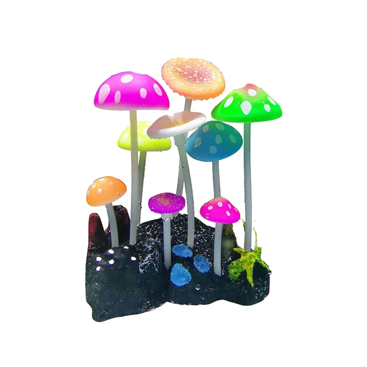 Simulation Mushroom Aquarium Ornament 9-Piece Fluorescent Decoration