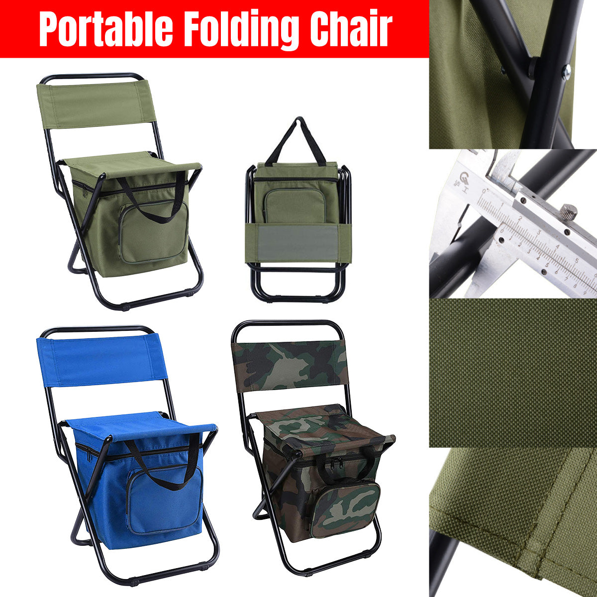 Folding Camping Chair Backpack Lightweight Outdoor Fishing Stool Portable Seat
