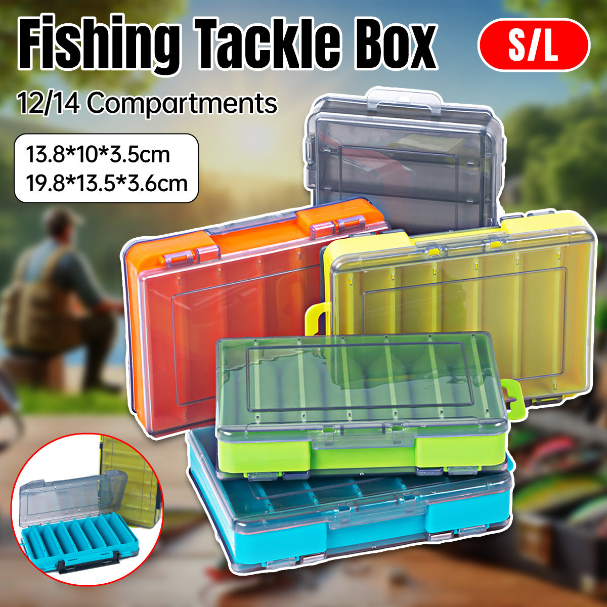 Fishing Bait Storage Box 14-Compartment Tackle Organizer Case
