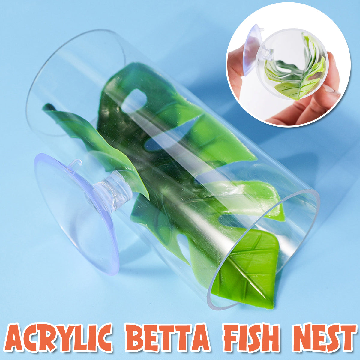 Acrylic Betta Fish Nest Leaf Shrimp Hide Pipe Aquarium Rest Breeding Tank Decor