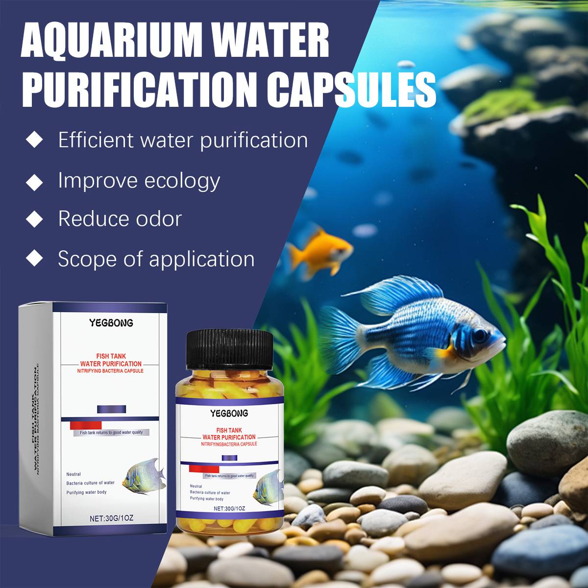 Aquarium water clarifier capsules for cloudy freshwater tanks