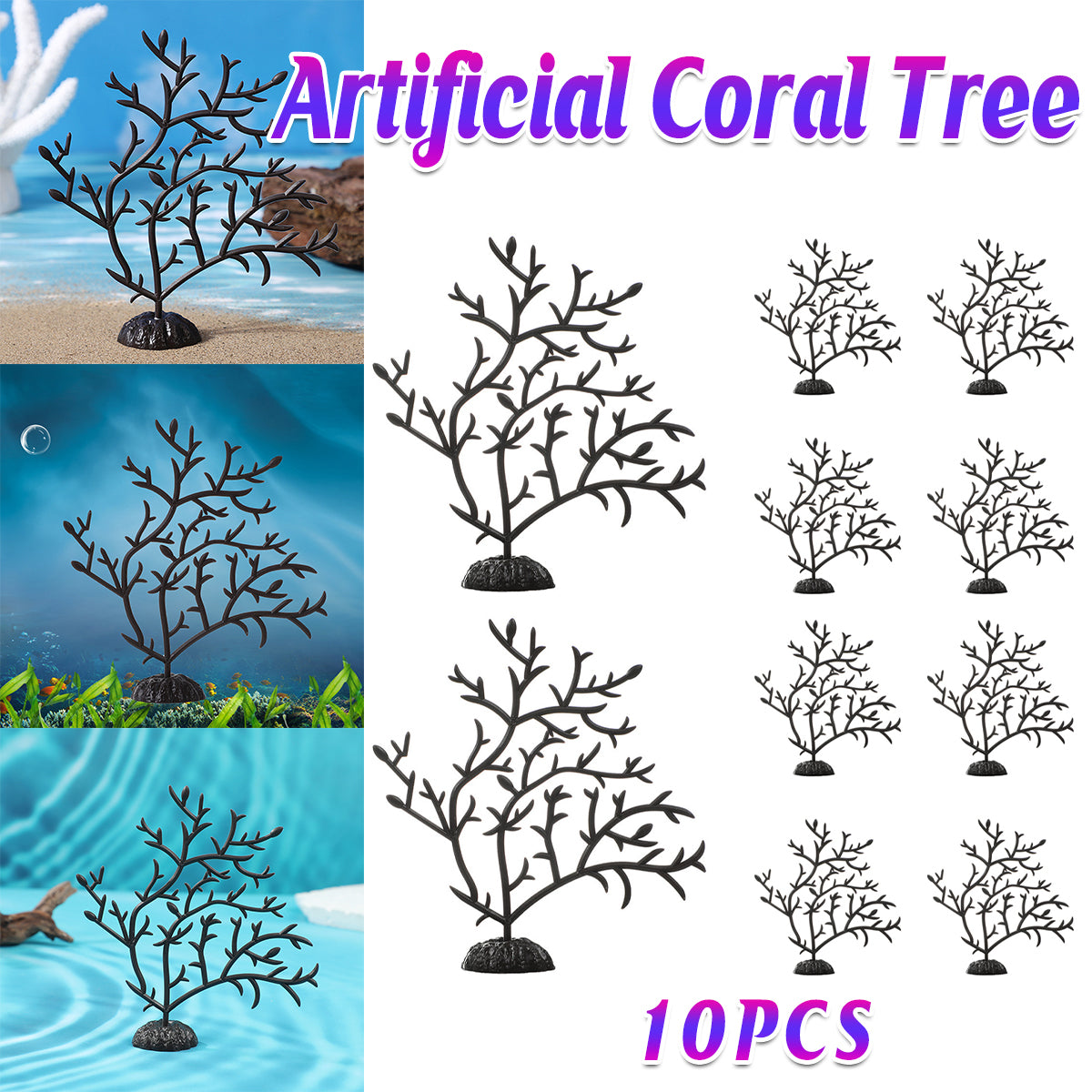 10PCS Aquarium Coral Tree Decor 10x10cm for Fish Tank Ornament Decoration