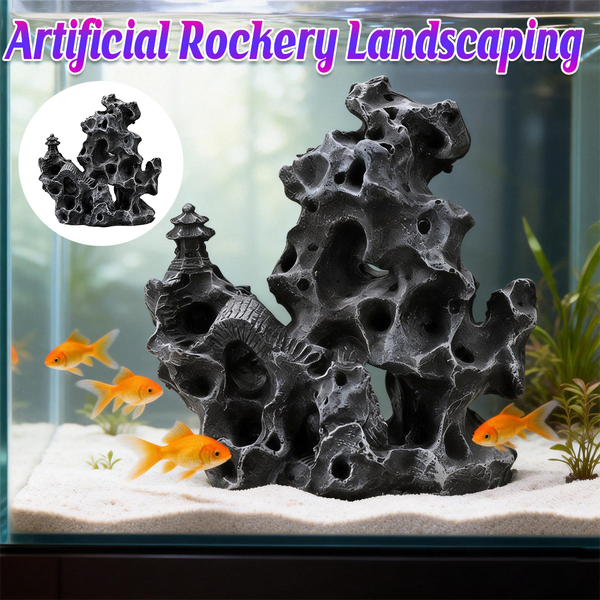 Realistic Aquarium Rock Ornament Cave Mountain Decor