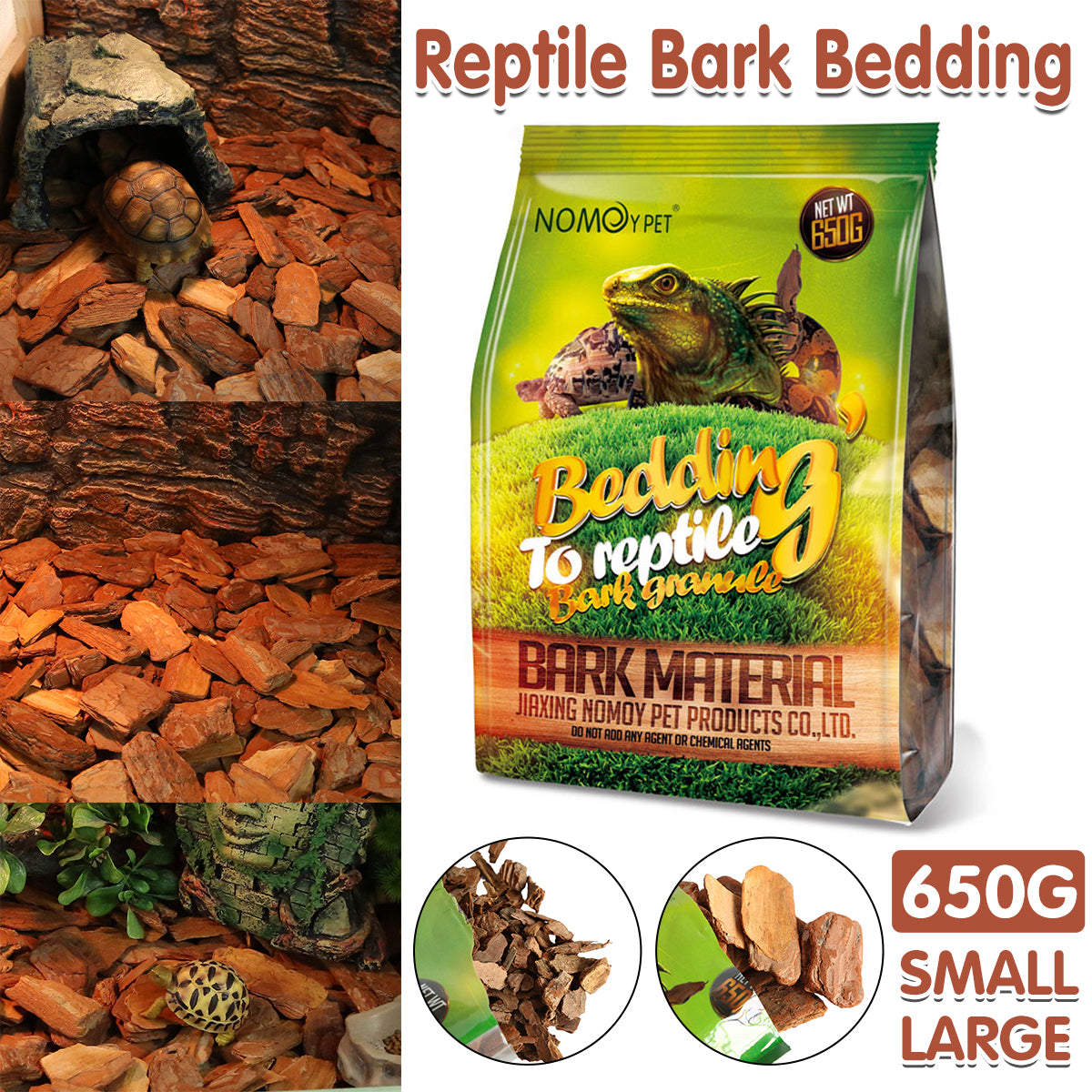 Reptile Bedding Substrate for Lizard Snake Tortoise Natural Bark Material