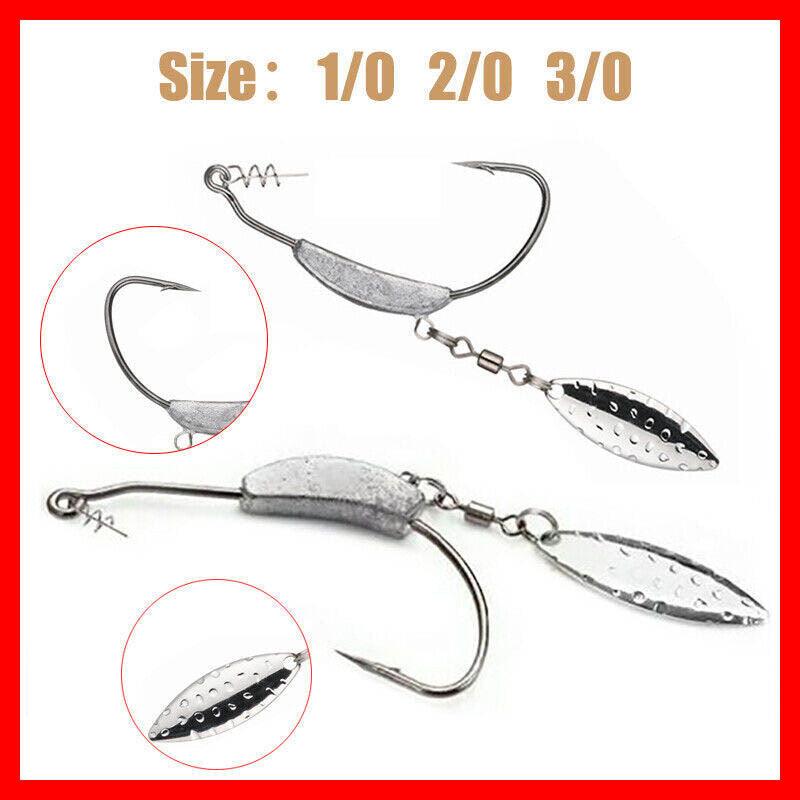 Weedless Jighead Hook Set Swimmer Worm Hooks 1/0–3/0