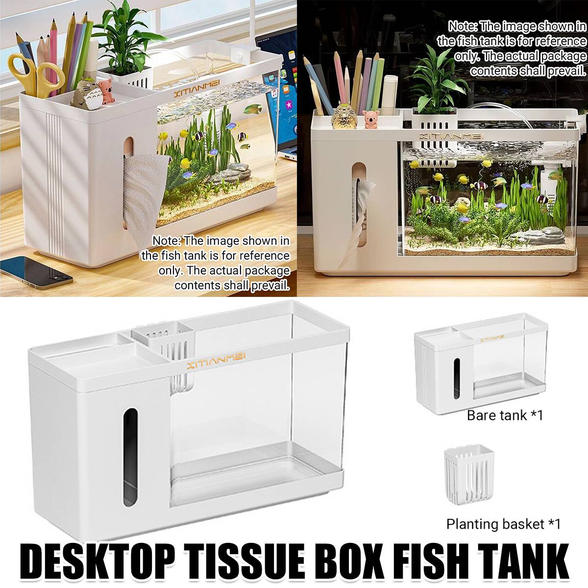 Desktop Fish Tank Tissue Box Aquarium