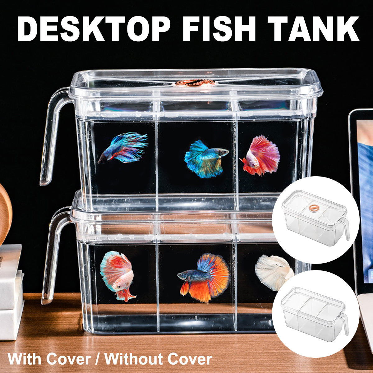 Transparent Desktop Fish Tank Small Aquarium Pendulum Tank for Home Decoration