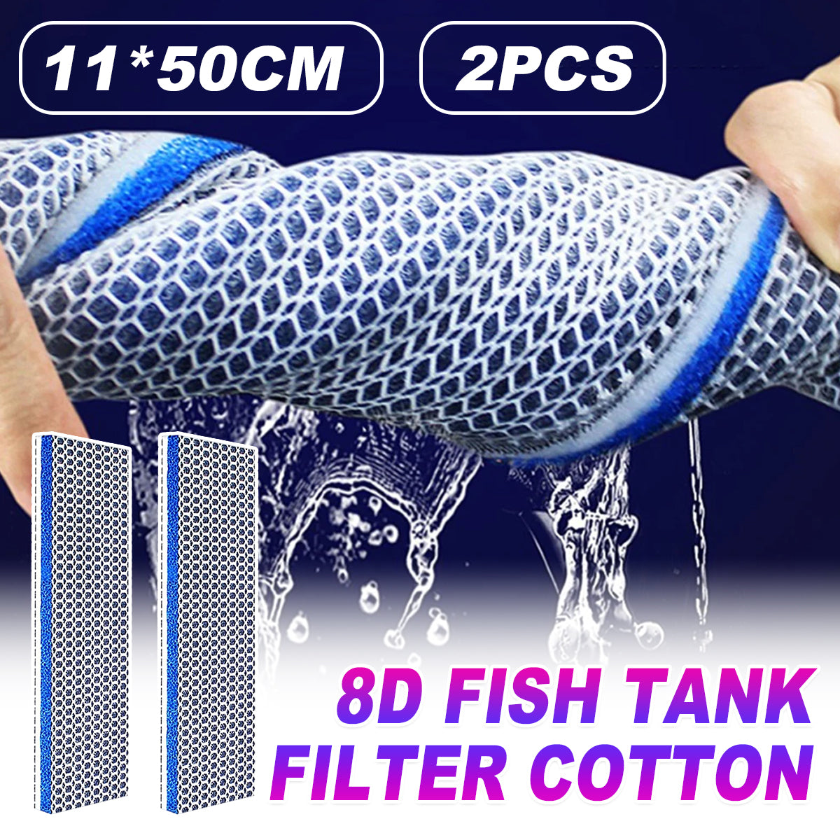 2PCS Aquarium Filter Pad Cut To Fit 8-Layer Foam