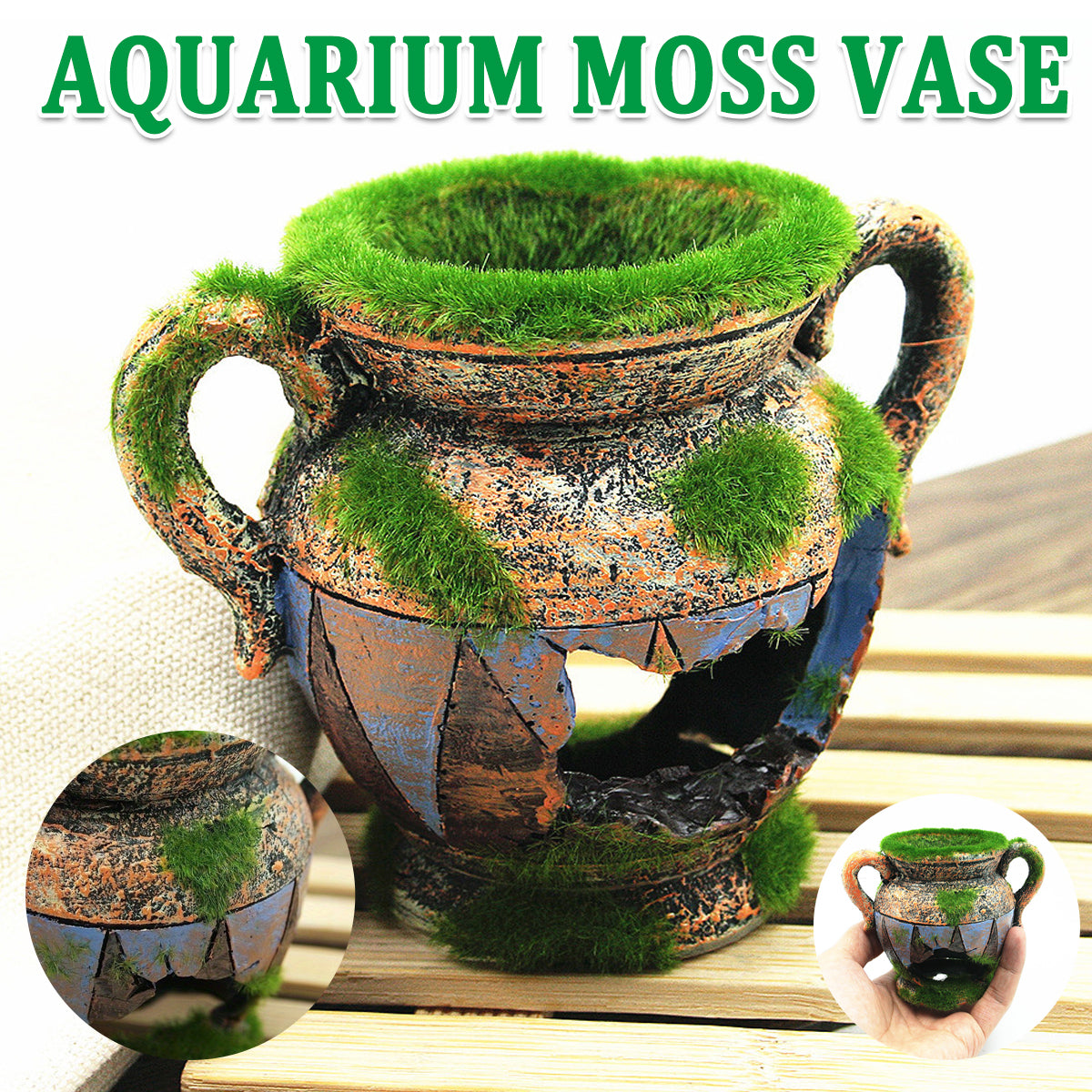 Aquarium Moss Vase Resin Fish Tank Decoration With Hiding Spot