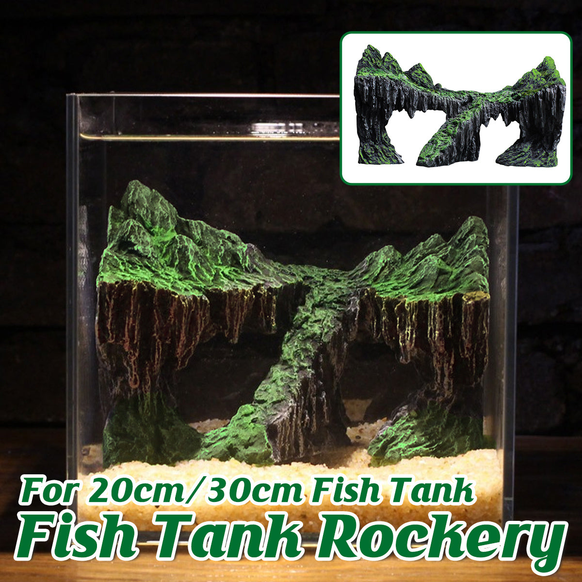 Resin Aquarium Ornament Natural Decorative Rock With Moss For Fish Tanks